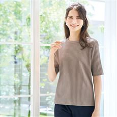 リブ5分袖Tシャツ(綿混ストレッチ)