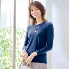シンプルクルーネックTシャツ(長袖)(洗濯機OK)