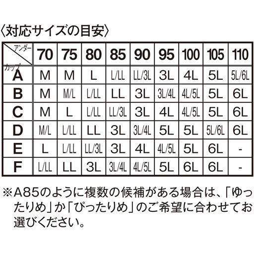 〈対応サイズの目安〉