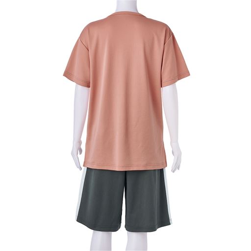 サーモンピンク(パンツ:チャコールグレー) バックスタイル 上下セット