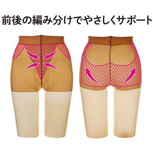 前後の編み分けでやさしくサポート。