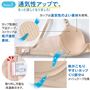 (1)カップは通気性のよい素材を使用。(2)熱がこもりやすいカップくり部分はメッシュテープ仕様。(3)取り外し可能な洗濯表示タグ。(4)カップ肌側と下辺テープ、ストラップは吸汗速乾素材。