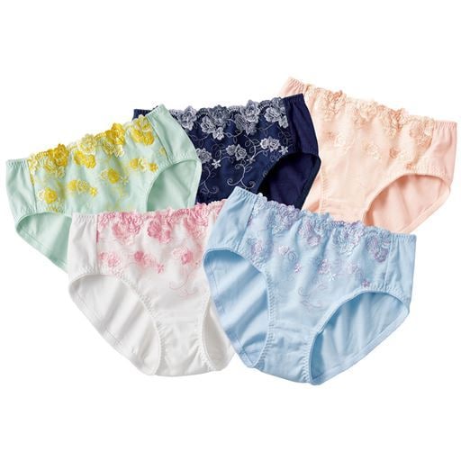 綿混ストレッチ刺繍レースショーツ(はきこみ丈浅め)