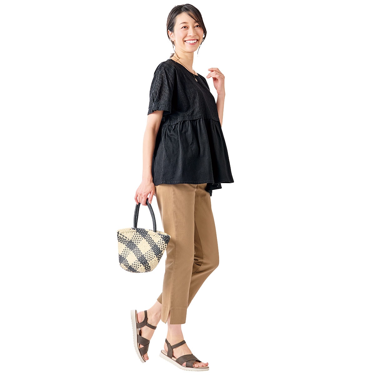 タンブルドライクロップドパンツ(ストレッチ・乾燥機OK・毎日