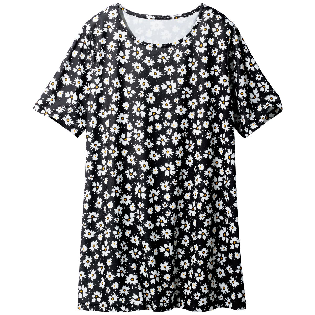 大きいサイズ レディース 筆記体ロゴプリントチュニックTシャツ