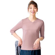 シンプルVネックTシャツ(7分袖)(洗濯機OK)