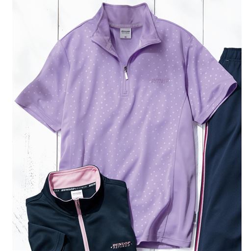 ジップ使いTシャツ(DUNLOP REFINED)(UVカット・吸汗速乾・洗濯機OK)