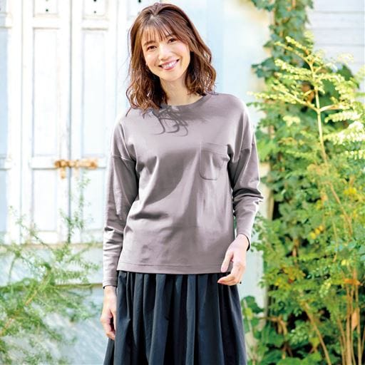 クルーネックTシャツ(長袖)(綿100%・洗濯機OK)