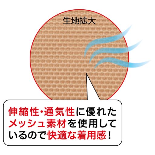 通気性・伸縮性にすぐれたパワーネットを使用
