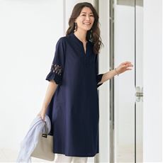 綿混レース使いワンピース