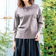 クルーネックTシャツ(長袖)(綿100%・洗濯機OK)