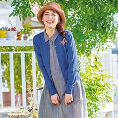 UVカット&接触冷感クルーネックニットカーディガン(洗濯機OK)