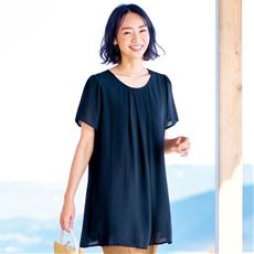 ひんやり裏地シフォンチュニック(洗濯機OK)