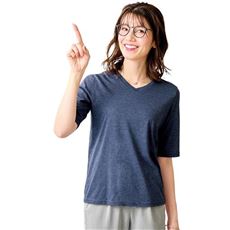 シンプルVネックTシャツ(5分袖)(洗濯機OK)
