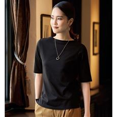 超長綿ボトルネックTシャツ(5分袖)(日本製・綿100%・洗濯機OK)