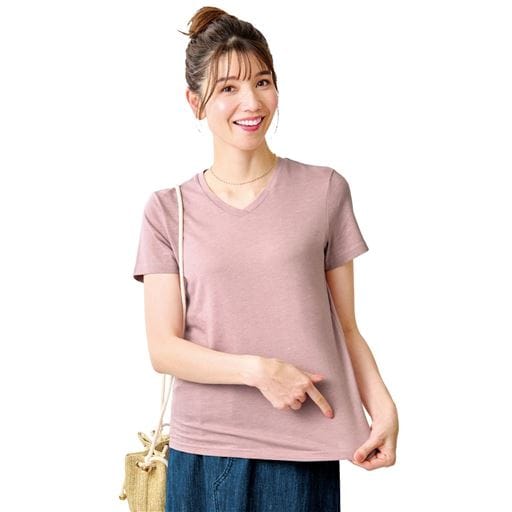 シンプルVネックTシャツ(半袖)(洗濯機OK)