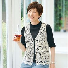 綿100%の総レースベスト