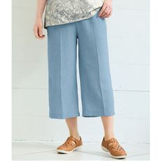 楊柳素材のさら軽クロップドワイドパンツ