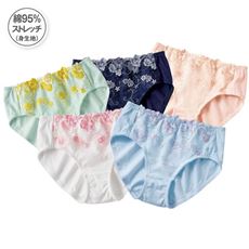 綿混ストレッチ刺繍レースショーツ(はきこみ丈浅め)