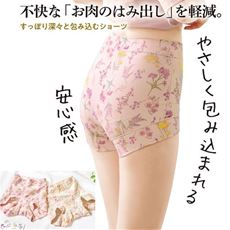 いいないいねショーツ(すっぽり包み込む、深々とはみ出しにくいショーツ・綿混ストレッチ・1分丈)(はきこみ丈深め)