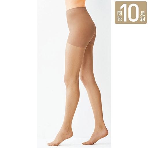 素肌のような透明感が魅力のパンティストッキング・同色10足組(さらり透明感・ややゆったり・つま先メッシュ補強)(日本製)