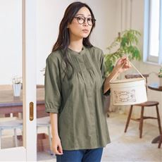 ピンタックレース5分袖ブラウス