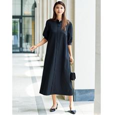 大人チノメタル調ボタンワンピース(UVカット・接触冷感・速乾性・洗濯機OK)
