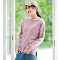 クルーネックTシャツ(長袖)(綿100%・洗濯機OK)