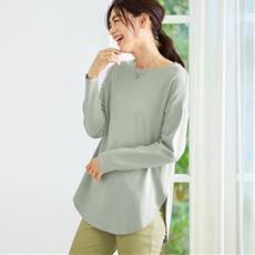 なめらかラウンドヘム長袖Tシャツ(綿100%・洗濯機OK)