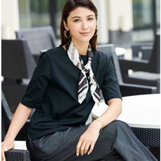 超長綿ボトルネックTシャツ(5分袖)(日本製・綿100%・洗濯機OK)