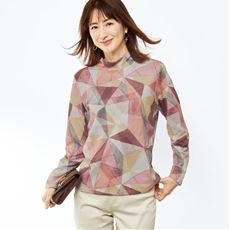 ハイネックプリントTシャツ