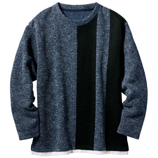 メランジジャカード裏起毛切替クルーネックTシャツ
