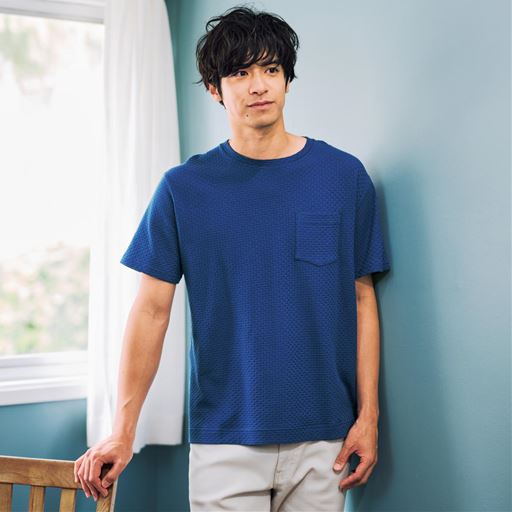 リンクスジャカードクルーネックTシャツ(半袖)