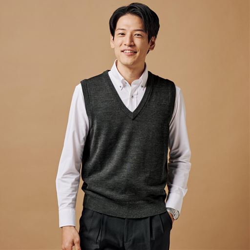 毛玉ができにくいニットベスト(かぶりタイプ)