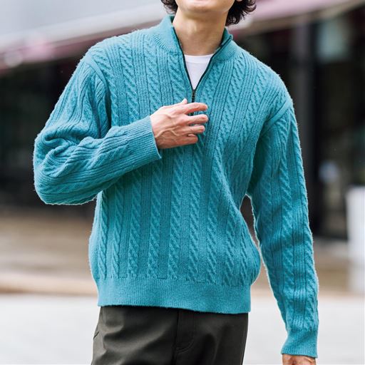 ケーブルハーフジッププルオーバー