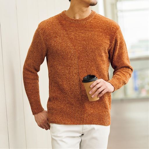 モール地柄クルーネックセーター