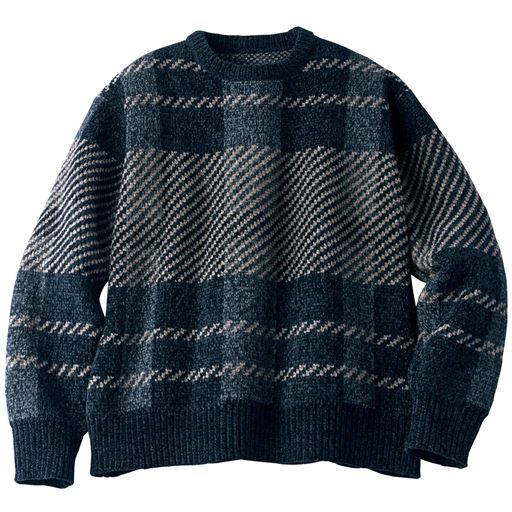 モールチェック柄クルーネックセーター