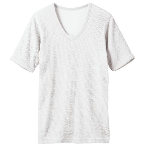 男のあったかリップルインナー半袖Uネック