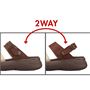 2WAY バックベルトを前後に動かせる2WAY仕様。バックルの内側にゴムを配し、脱ぎ履きしやすい。