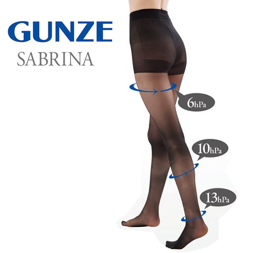 SABRINA7足組ストッキングBOX(ブラック・着圧)(伝線防止タイプ)(グンゼ)(サブリナ)