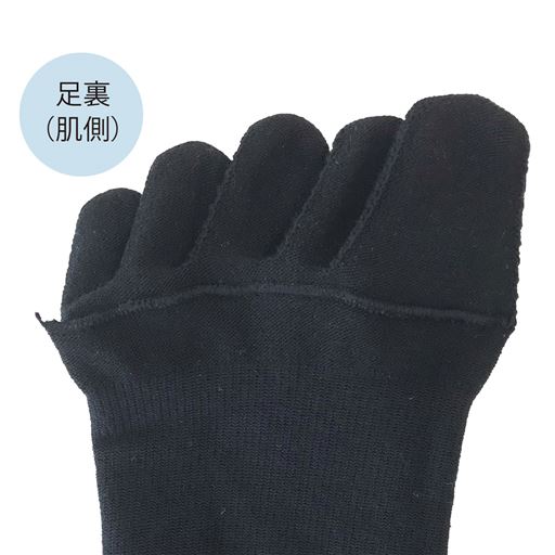 足先の縫い目は足裏の肌側にあります。