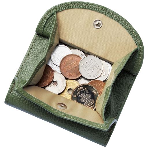 オリーブ<br>ガバッ!っと大きく開いて、小銭が見やすく出し入れもラク<br><br>※イメージ