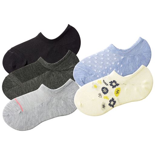 気分やコーデに合わせて使える、色柄違い5足組。