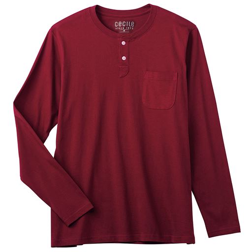 【男女兼用】綿100%ヘンリーネックTシャツ(長袖)