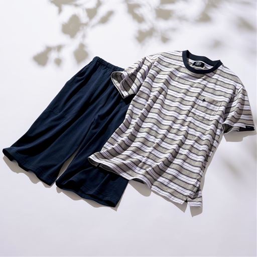 ボーダー半袖Tタイプパジャマ(男女兼用)