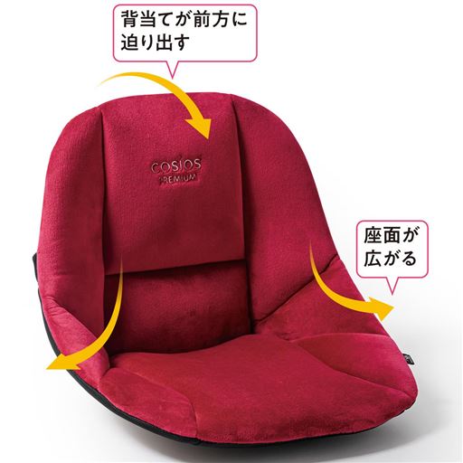 レッド ※イメージ<br>座ると背当てが前方に迫り出し、座面が広がります。
