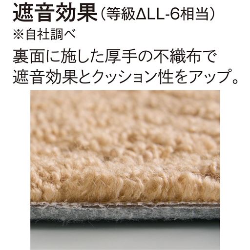 遮音効果(等級ΔLL-6相当) ※自社調べ 裏面に施した厚手の不織布で遮音効果とクッション性をアップ。
