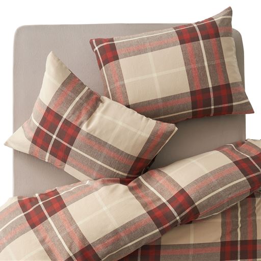 綿100%ネル 枕カバー(チェック柄)