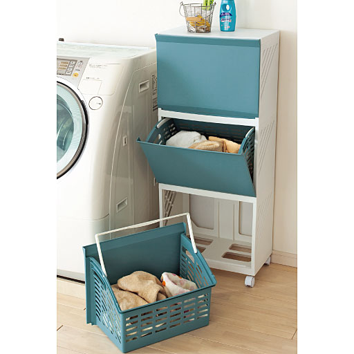 ランドリーワゴン(バスケットにもなる)/通気性のいいメッシュ構造