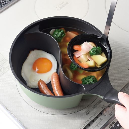 炒め物から煮物まで、片手鍋一つで幅広い料理を同時調理できます。